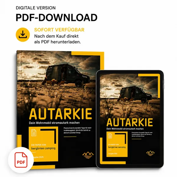 Bergbrise Autarkie-Guide als PDF auf Tablet und Ausdruck