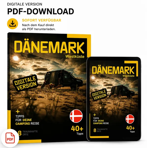 Bergbrise Dänemark-Guide als PDF auf Tablet und Ausdruck
