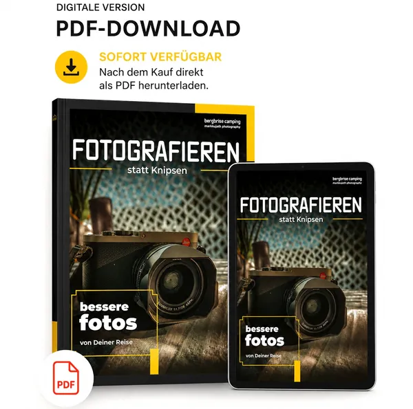 Bergbrise Fotografie-Guide als PDF auf Tablet und Ausdruck